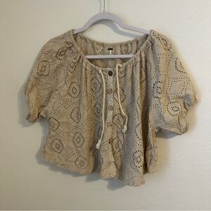 Free People Eyelet Sunflower Top XS